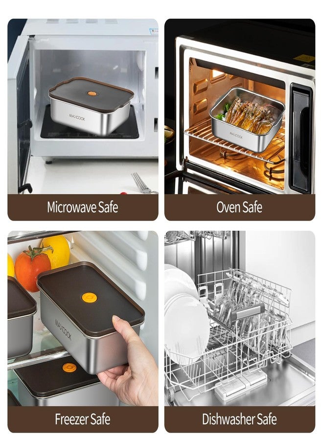 MAX COOK MAXCOOK Stainless Steel Food Containers with Lids, 24 oz Food Storage Container set, Metal Food Container Bento Box, Snack Container set with Lid (Dishwasher & Freezer Safe 700 ml) - Image 2