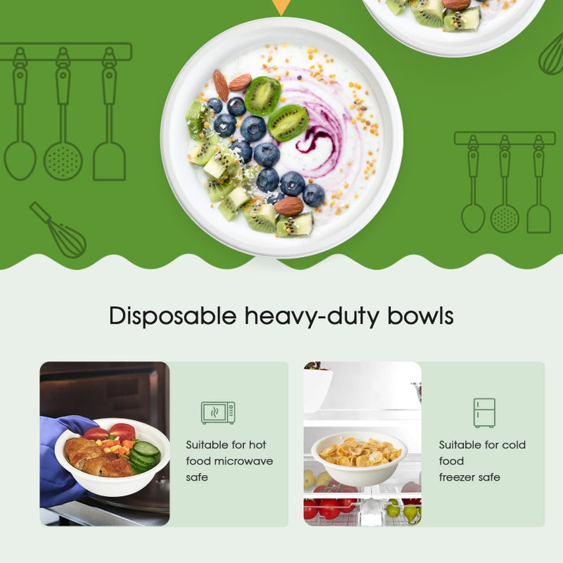 ECOLipak 16 oz Paper Bowls, [150-Pack] Compostable Paper Bowls Bulk, Heavy-duty Disposable Bowls for Hot And Cold Food - Image 4