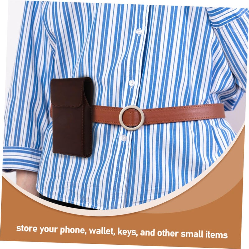 Brown Pu Leather Belt Clip Phone Holder Pouch For Keys Wallet Essentials Active Lifestyles - Image 4