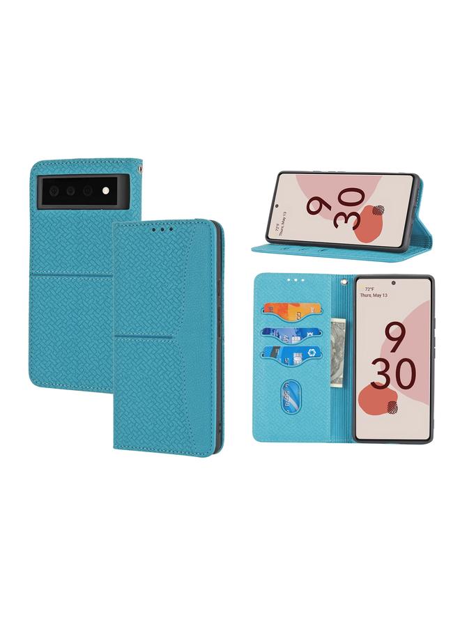 S-TOP Case For Google Pixel 6 Pro Woven Texture Stitching Magnetic Horizontal Flip PU Leather Case with Holder & Card Slots & Wallet & Lanyard - Image 1