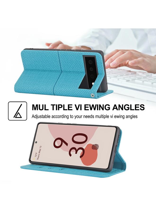 S-TOP Case For Google Pixel 6 Pro Woven Texture Stitching Magnetic Horizontal Flip PU Leather Case with Holder & Card Slots & Wallet & Lanyard - Image 5