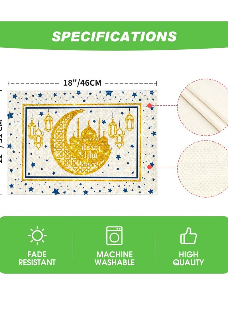 LKTOCAFT - Table Runner with 4 Place Mats for Ramadan and Eid,183×33cm(72×13in) Table Decoration for Living Room, Kitchen Dining Table Decoration, Home Decor - Image 1