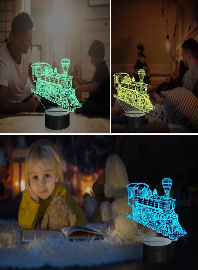 Ammonite Train Night Light, Steam Train 3D Illusion Lamp for Kids, 16 Colors Changing with Remote Control & Timer, Creative Birthday Xmas Gifts for Kids Boys Bedroom Decor - Image 5