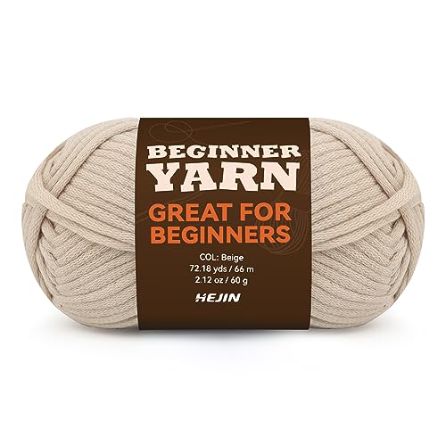 60g Beige Yarn for Crocheting and Knitting66m 72yds Cotton Yarn for Beginners with EasytoSee StitchesWorstedWeight Medium 4CottonNylon Blend Yarn for Beginners Crochet Kit Making