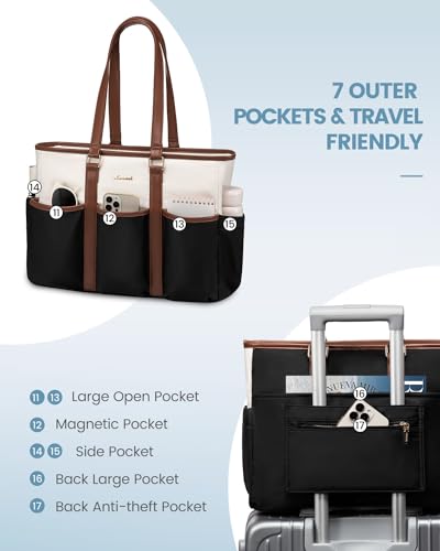 LOVEVOOK Women's Work Tote for Laptop, 17" Teacher/Nurse Utility Bag - Travel/College/Daily, Professional Large Purse Handbag With Multi Pockets - Image 4