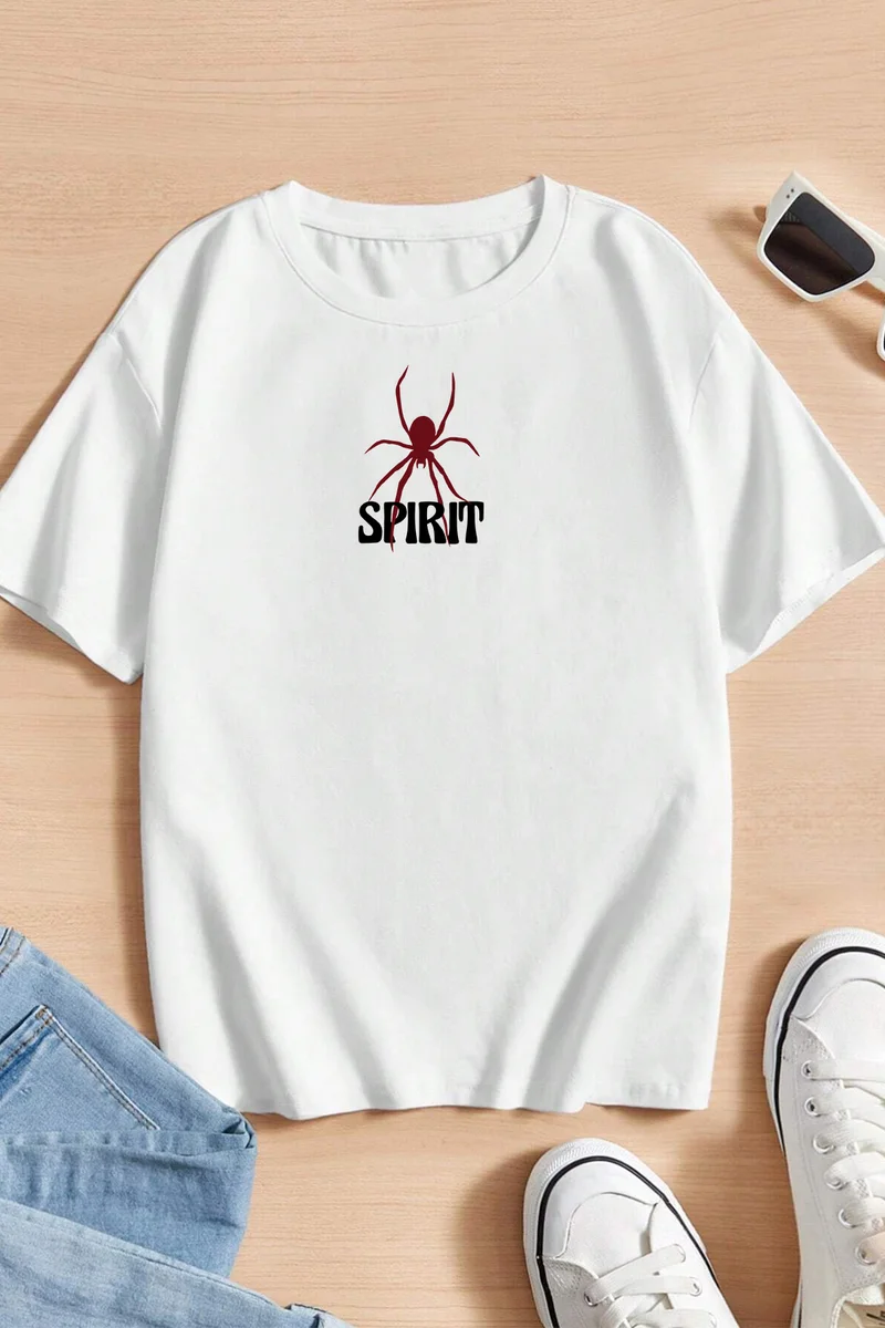 ONLYTRENDWEAR Childrens Spirit Printed Cotton Tshirt 3-4 Years Old White