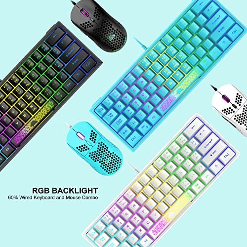 XINMENG 60% Gaming Keyboard and Mouse Combo Small Mini RGB Backlight Mechanical Feeling and Mechanical RGB 6400 DPI Honeycomb Optical Mouse,Gaming Mouse pad for Gamers and Typists Black - Image 4