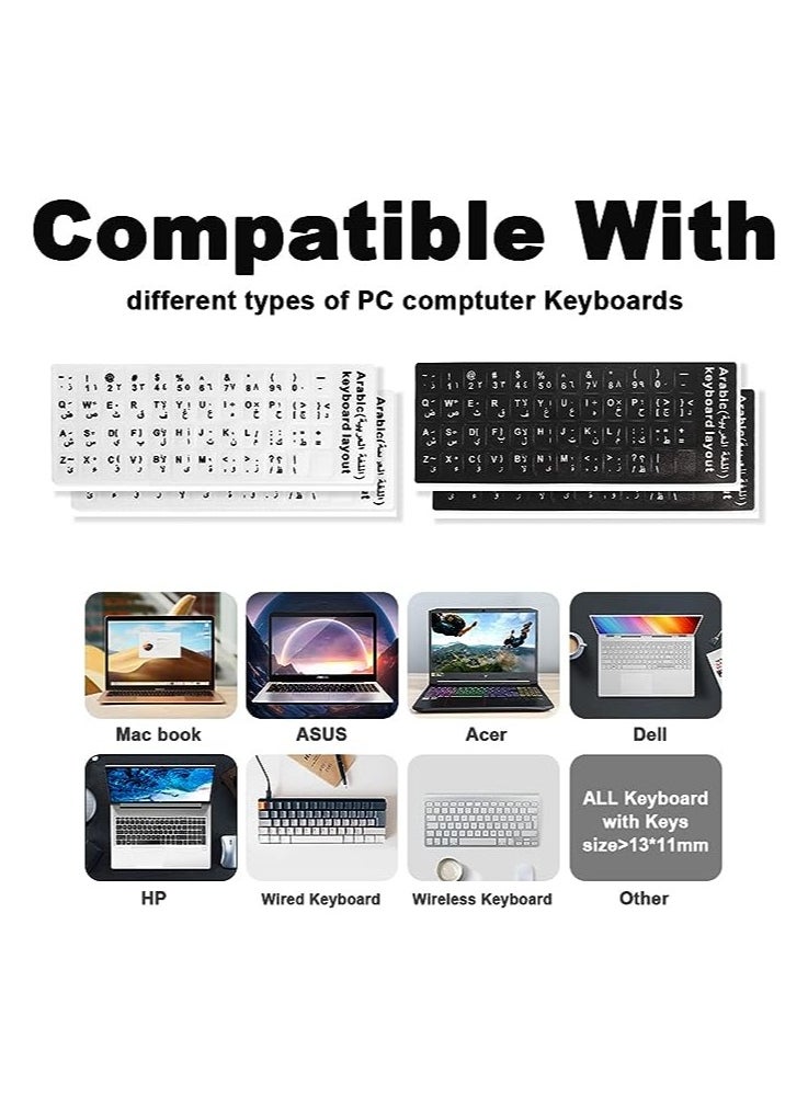 iSkin 2 Pack Universal English and Arabic Replacement Keyboard Character Sticker Protective Film Dustproof and Waterproof Suitable for Laptop Keyboards Above 10 Inches Desktop Keyboards Tablet Keyboard  - Image 1