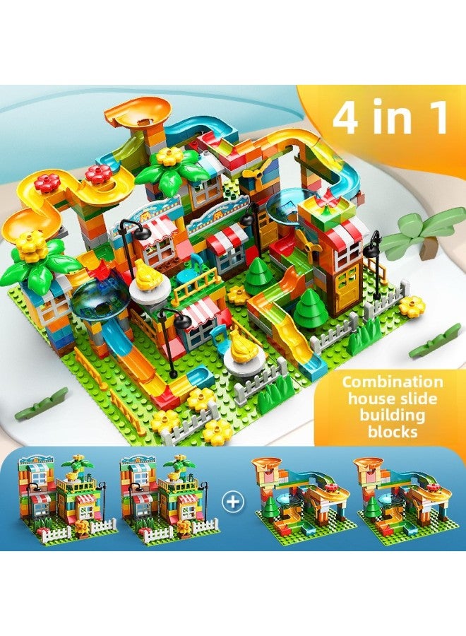 Price Philharmonic Educational Toys Large Particle Building Blocks Compatible With Lego Small House Slide Ball Amusement Park Set-Color:[Bag] Small House + Slide (excluding Floor)  - Image 5
