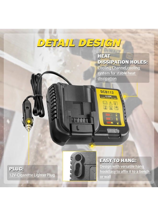 BTRUI DCB112 لشاحن بطارية ديوالت للسيارة، بديل لبطارية ديوالت 12V و20V و60V ماكس ليثيوم أيون للاستخدام على السيارة، إدخال 12V-20V - Image 5