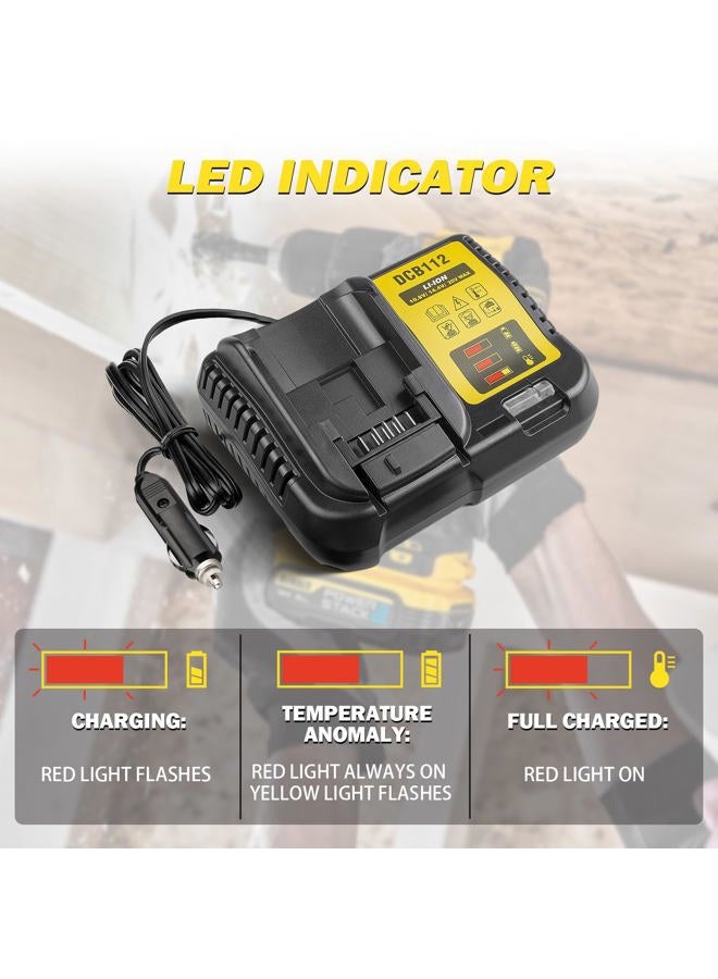 BTRUI DCB112 لشاحن بطارية ديوالت للسيارة، بديل لبطارية ديوالت 12V و20V و60V ماكس ليثيوم أيون للاستخدام على السيارة، إدخال 12V-20V - Image 3