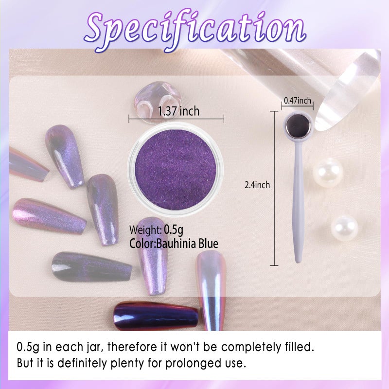 Laza Cat Eye Chrome Nail Powder Chameleon Magnetic Powder 9D Cat Eye Mirror Effect Pigment Dust Magic Galaxy Holographic Effect Glitter with Magnetic Stick for Velvet Nail Art - Red, Purple, Blue - Image 4