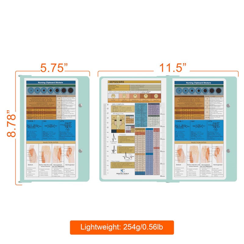 SC Printing World Nursing Clipboard with Nursing and Medical Edition Cheat Sheets Nursing School Essentials - Aluminum Foldable Nurse Clip Boards Essential Accessory for Efficient Patient Care (Mint) - Image 3
