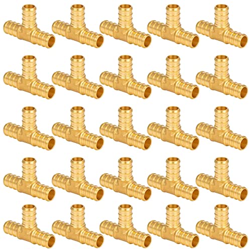 Lingmfg 25 Pieces Lingmfg Pex Fittings 12 Inch Tee 12 Inch Pex F1807 Crimp Brass - Image 1