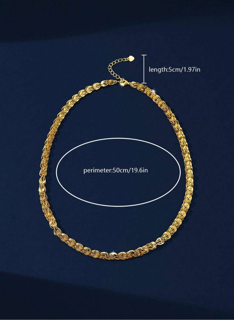 إيكوال سلسال نسائي بتصميم عصري وأنيق باللون الذهبي - Image 4