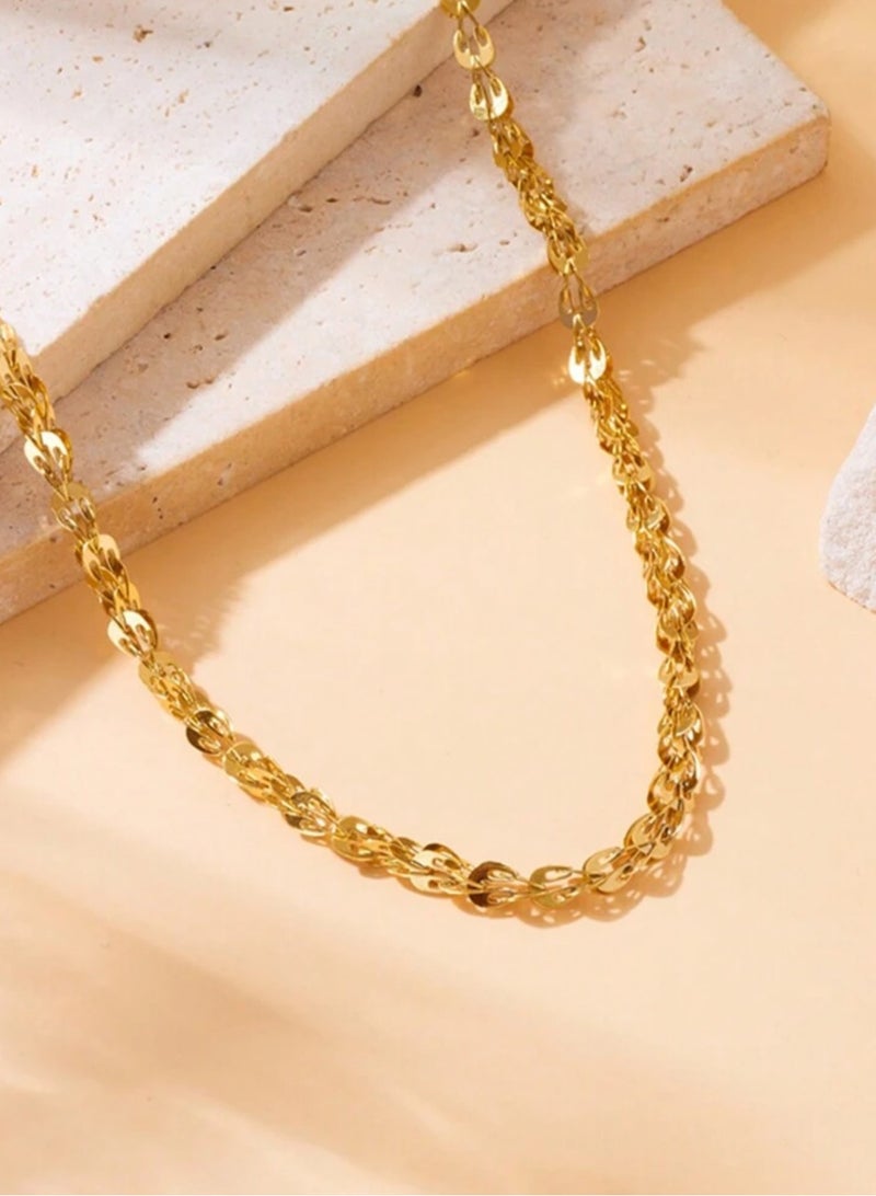 إيكوال سلسال نسائي بتصميم عصري وأنيق باللون الذهبي - Image 1