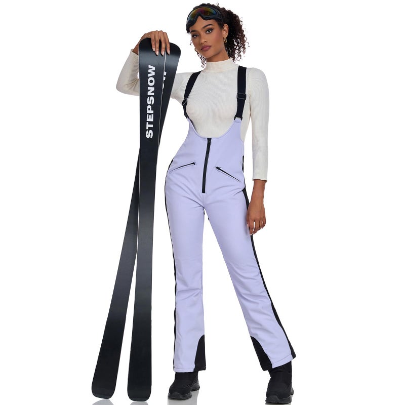 GS SNOWING Women's Snow Bibs Pants Insulated Waterproof Windproof Winter Ski Pants Snowboarding Overalls Purple S - Image 1