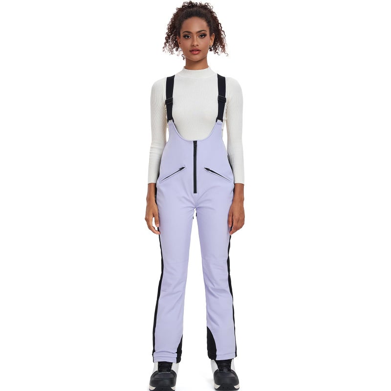 GS SNOWING Women's Snow Bibs Pants Insulated Waterproof Windproof Winter Ski Pants Snowboarding Overalls Purple S - Image 2