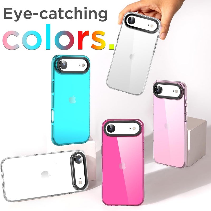 AICase Neon Hot Pink Clear Phone Case for iPhone 17 Air, Trendy Women Girly Aesthetic Preppy Colorful Colored Cute Retro Bright Protective Jelly Aura Cover - Image 2