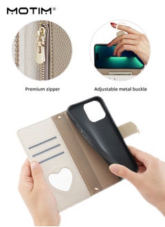Motim iPhone 15 Plus Case with Lanyard Strap and Card Holder, Protective Crossbody Wallet Leather Handbag Purse Protective Case with Kickstand, Make Up Mirror Cover Phone Case  - Image 3