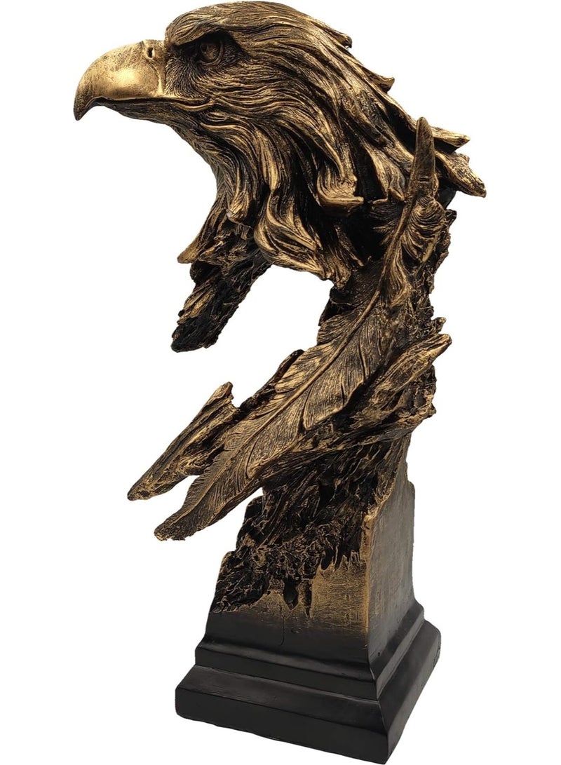 Home zone Resin Hawk Eagle Head Statue Sculpture Ornament Collectible Figurine Craft Furnishing for Home Décor(Gold)  - Image 2