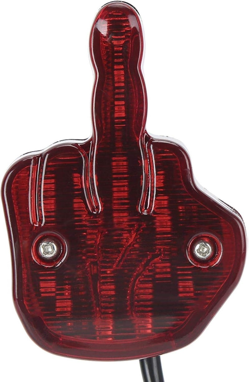 woobles Brake Tail Running Light, 12V LED Motorcycle Taillight Rear Brake Lamp Unique Middle Finger Styling - Image 1