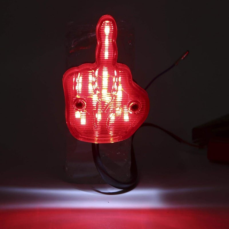 woobles Brake Tail Running Light, 12V LED Motorcycle Taillight Rear Brake Lamp Unique Middle Finger Styling - Image 4