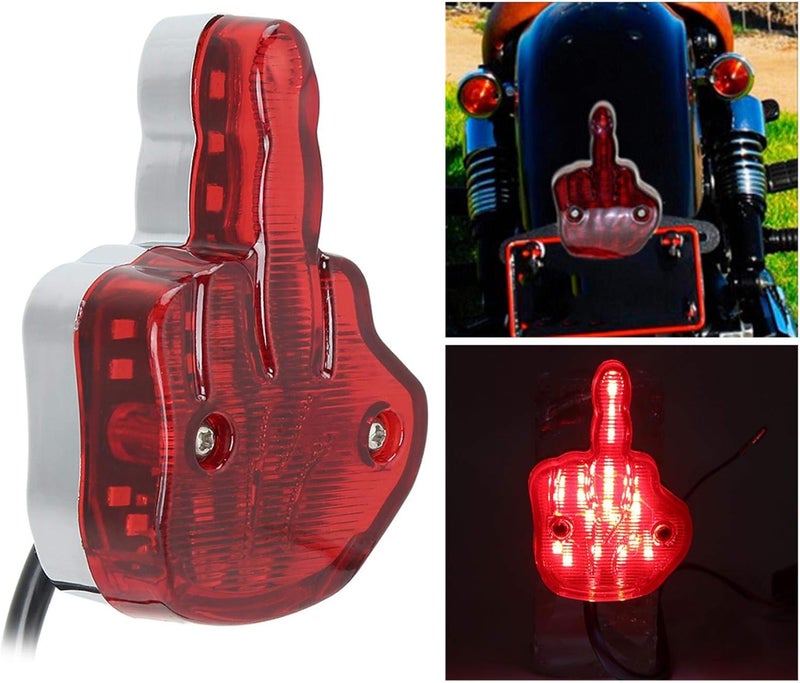woobles Brake Tail Running Light, 12V LED Motorcycle Taillight Rear Brake Lamp Unique Middle Finger Styling - Image 3