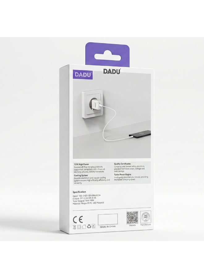 دادو شاحن DC-357 PD+QC – قدرة 12 واط – منفذين USB و USB-C – حماية متعددة – مع كابل Type-C - Image 4