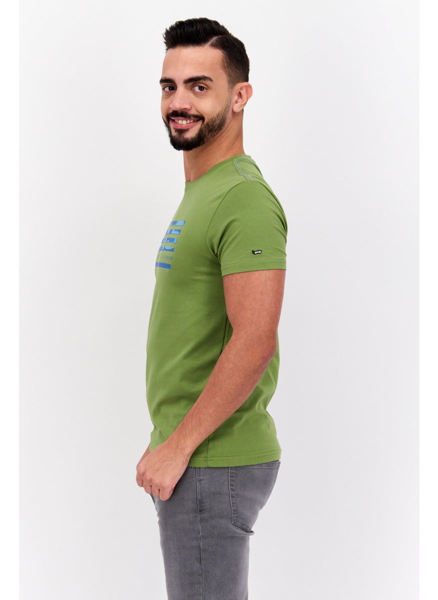 GAS Men  Crew Neck Short Sleeve Graphic Print T-Shirt, Olive  - Image 3
