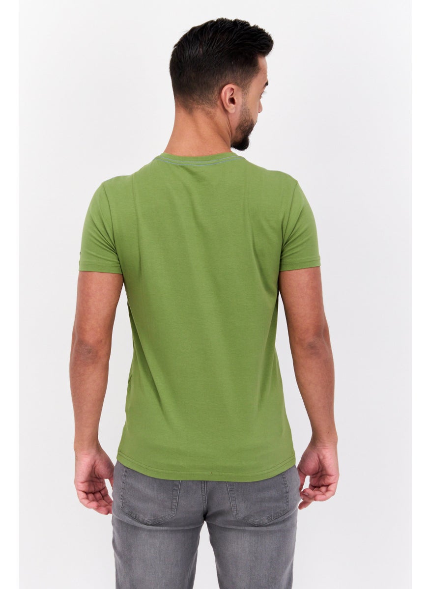 GAS Men  Crew Neck Short Sleeve Graphic Print T-Shirt, Olive  - Image 2