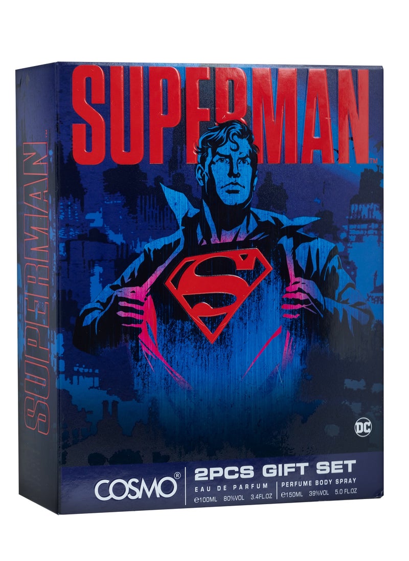 COSMO Cosmo WB 2 Piece Gift Set Superman 100ml Edp + 150ml Body Spray  - Image 2