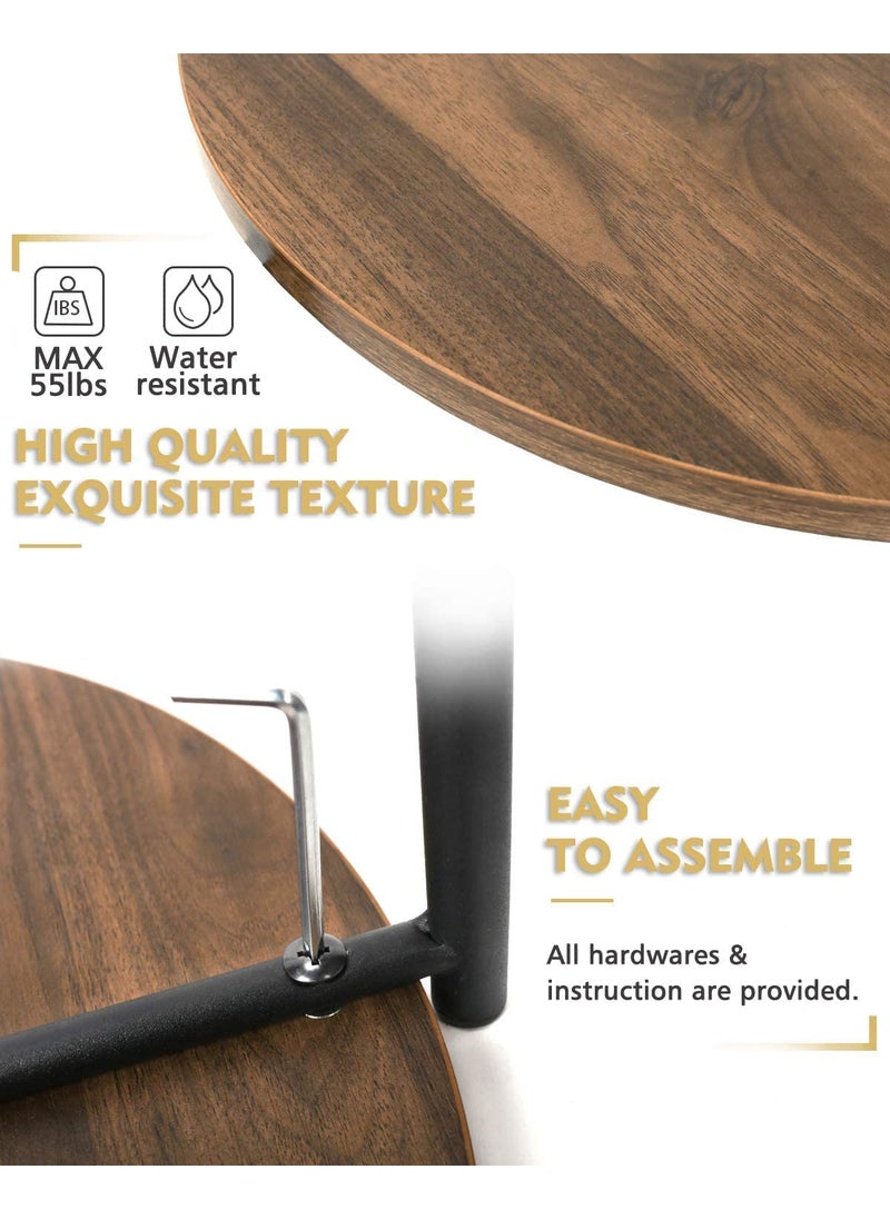 INDIAN DECOR INDIAN DECOR 48138 Round End TablesMoncot Small End Table MDF Walnut Color TopMetal Frame Black Color Tall End Table for Bed RoomCoffee Tea End Table for Living Room Walnut Black  - Image 4