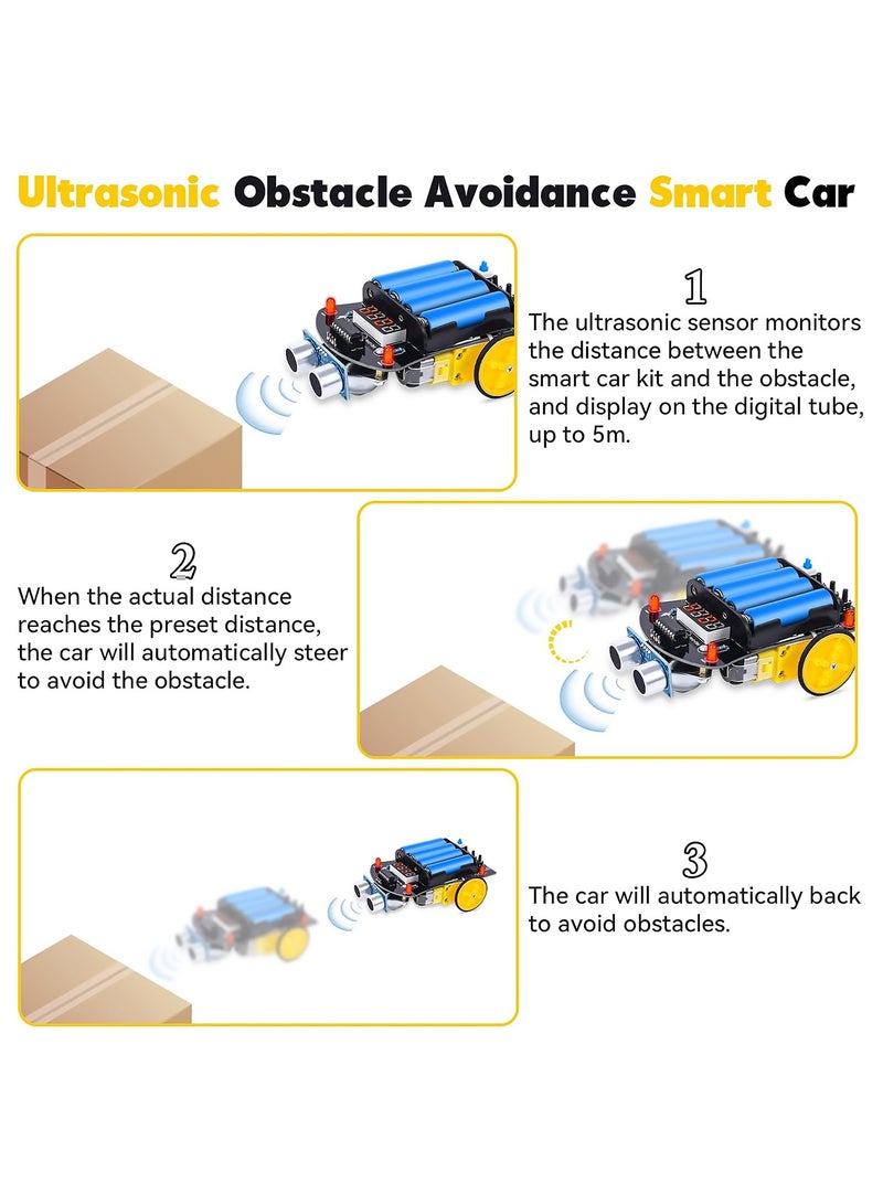 SYOSI Soldering Practice Kit, Obstacle Avoidance Smart Car, Ultrasonic Ranging DIY Soldering Project Kit Beginners Learn to Solder Kit for Home and School Education with Paper English Manual - Image 3