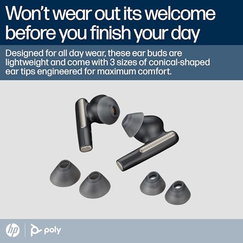 Poly (Plantronics + Polycom)Voyager Free 60 UC True Wireless Earbuds, In-Ear W/Noise-Canceling Mic, 5.8G, Compatible W/Iphone, Android, PC/Mac, Zoom, Teams, Up To 16.5 Hours Talk Time, Black, 7Y8L9AA - Image 4