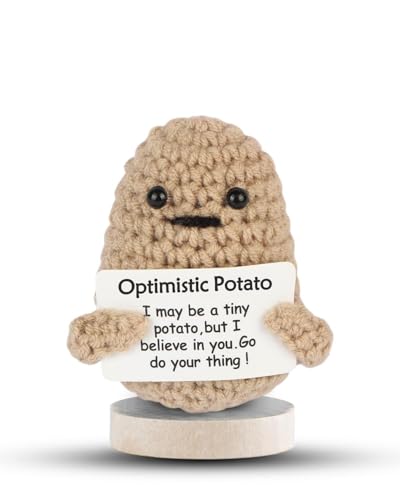 DAFURIET Mini Funny Crochet Doll with Card 3 Inch Wool Potato for Cheer Up Gifts and Party Decorations - Image 1