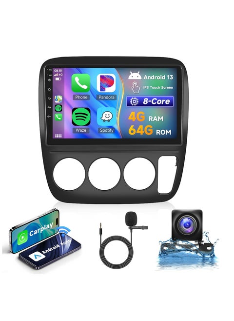 8 Core 4+64G Android Car Radio for Honda CRV 1997-2001 with Wireless Carplay Android Auto Car Stereo, 9’’ Touch Screen Head Unit Mirror Link GPS WiFi Bluetooth FM RDS DSP AHD Backup Camera SWC MIC
