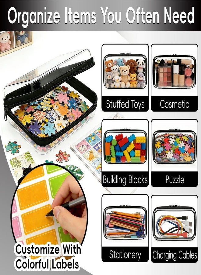 Pesilo Clear Hard Shell Zipper Case, 2 Pcs Clear Waterproof Cosmetic Bag with Double Zippers, Transparent Charging Cables Storage Organizer Bins, Portable Plastic Travel Organizer Box Sketch Supplies - Image 4