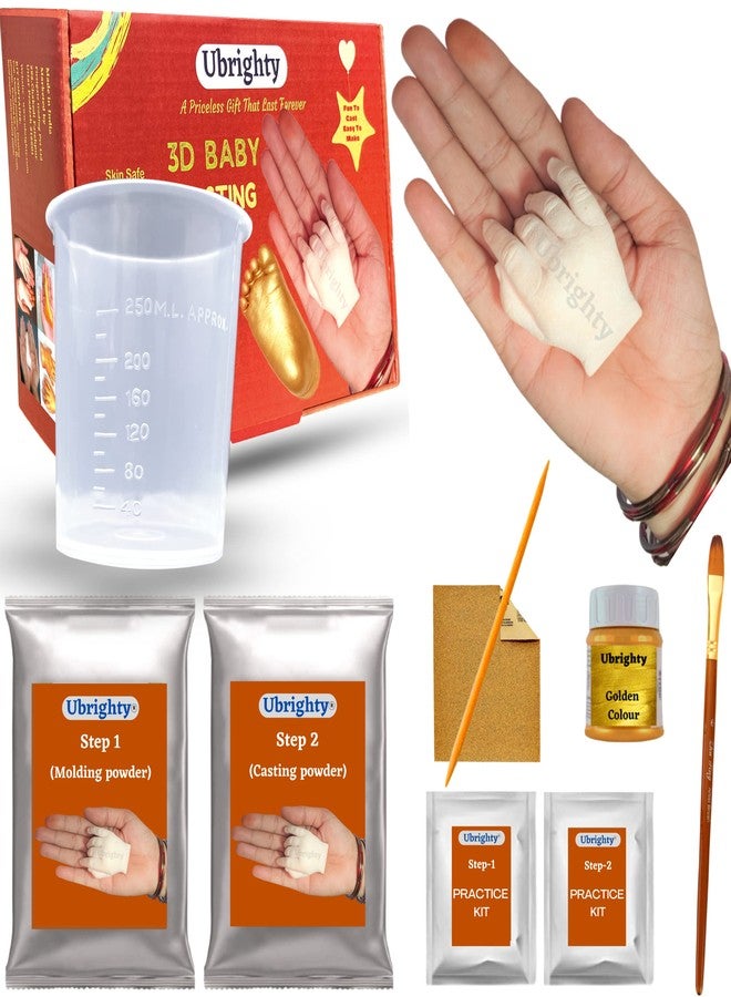 Ubrighty 3D Baby Casting Kit | Hand Print and Foot Print, Printing kit, Molding Clay, Moulding Powder for Hand and Foot Casting, (Standard) - Image 1