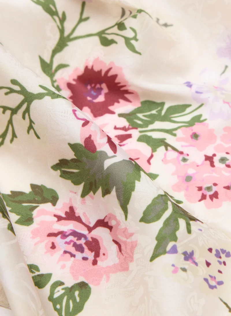 Mango 05-CRUDO Satin Floral-Print Scarf for Women | Best Price UAE