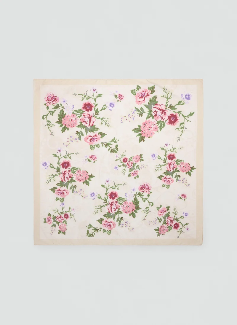 Satin Floral-Print Scarf
