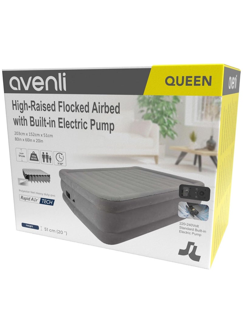 FULL JOY - Self-Inflating Air Mattress Double for 2 People with Built-In / Integrated Automatic Pump 203 x 152 x 51 cm ,Grey - Image 1