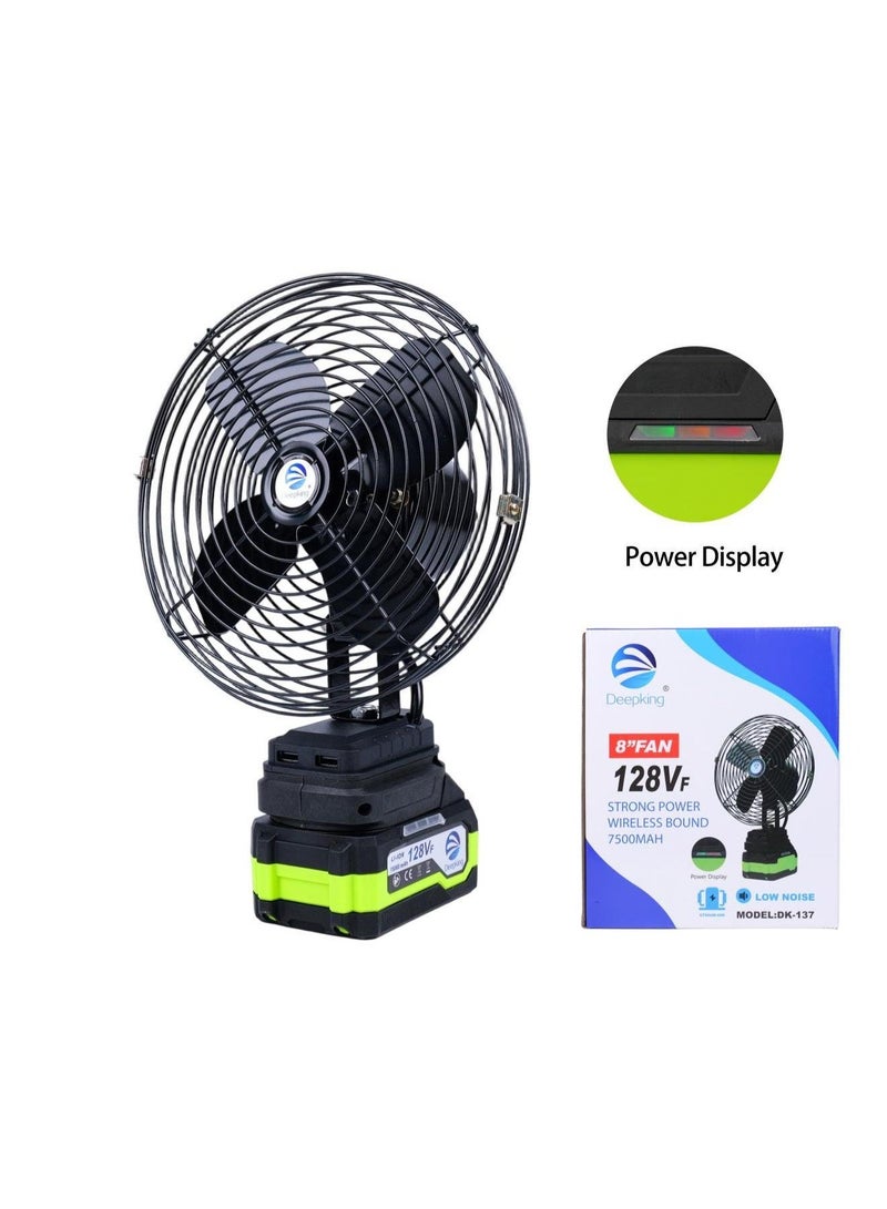 Deepking Portable High-Power Rechargeable Metal Fan with 128V ,7500MAH Lithium Battery – Industrial-Grade Cordless Fan for Indoor & Outdoor Use, Strong Airflow, Adjustable Speed, Quiet Operation – Ideal for Camping, Garage, Workshop, Travel, Emergency - Image 4