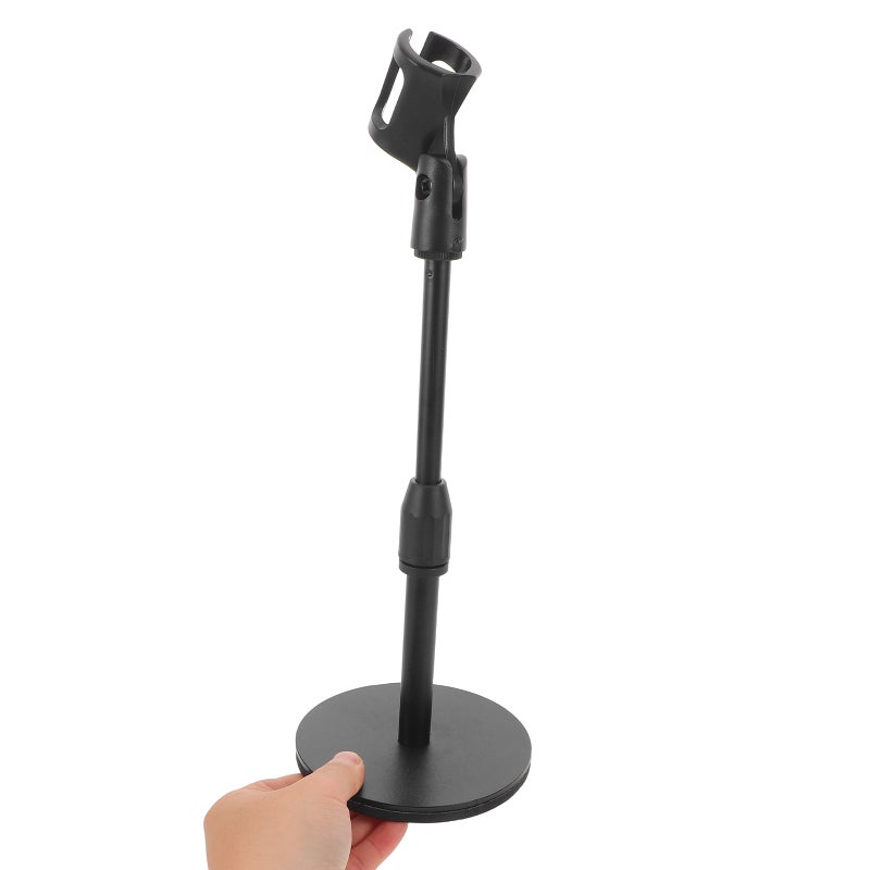1 Set Microphone Stand Desk: Adjustable Mic Holder - Desktop Mic Mount Rack Clips With Metal Round Base For Table Singing Performance Wedding Stage Podcast - Image 2