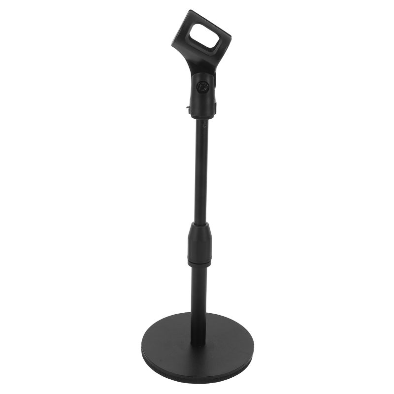 1 Set Microphone Stand Desk: Adjustable Mic Holder - Desktop Mic Mount Rack Clips With Metal Round Base For Table Singing Performance Wedding Stage Podcast - Image 1