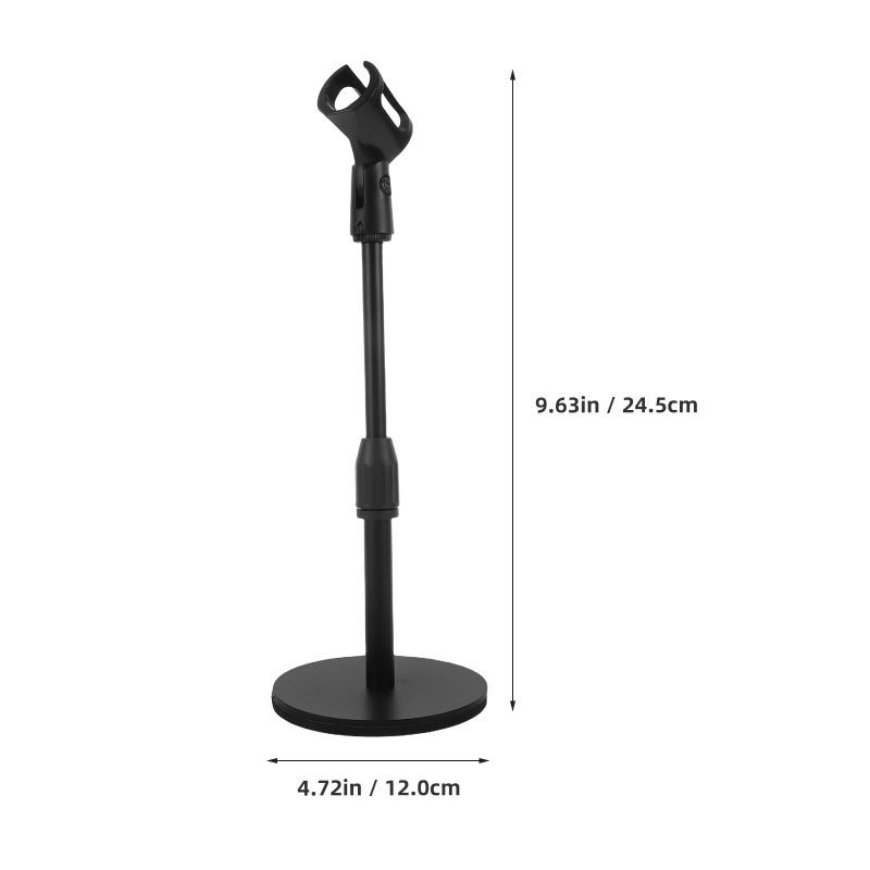 1 Set Microphone Stand Desk: Adjustable Mic Holder - Desktop Mic Mount Rack Clips With Metal Round Base For Table Singing Performance Wedding Stage Podcast - Image 3