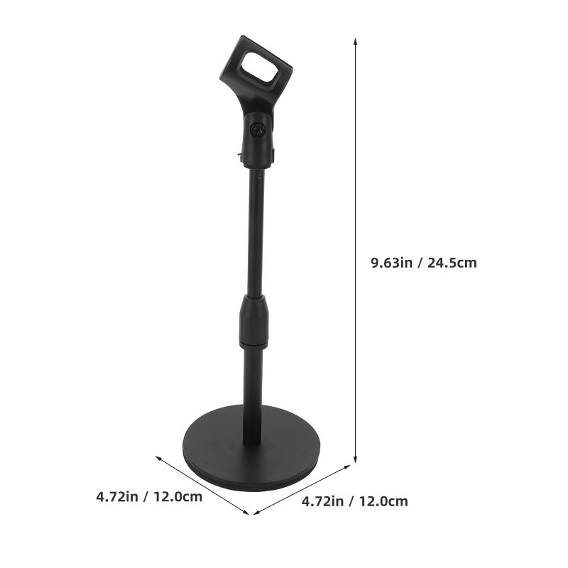 1 Set Microphone Stand Desk: Adjustable Mic Holder - Desktop Mic Mount Rack Clips With Metal Round Base For Table Singing Performance Wedding Stage Podcast - Image 4