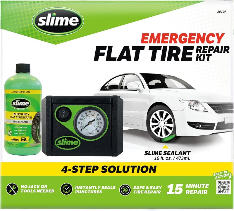 Slime 50107 Emergency Flat Tire Repair Kit with Sealant and Tire Inflator Pump - Image 2