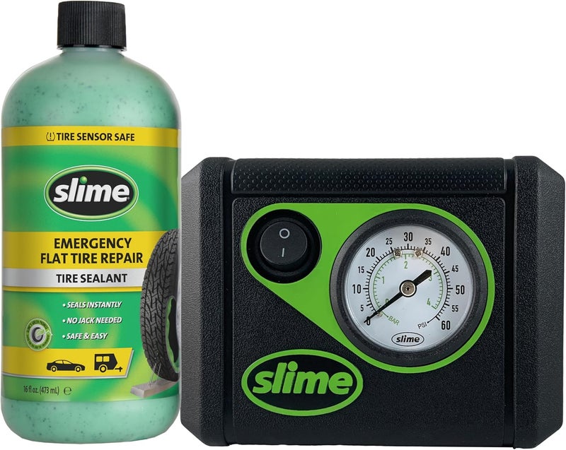 Slime 50107 Emergency Flat Tire Repair Kit with Sealant and Tire Inflator Pump - Image 1