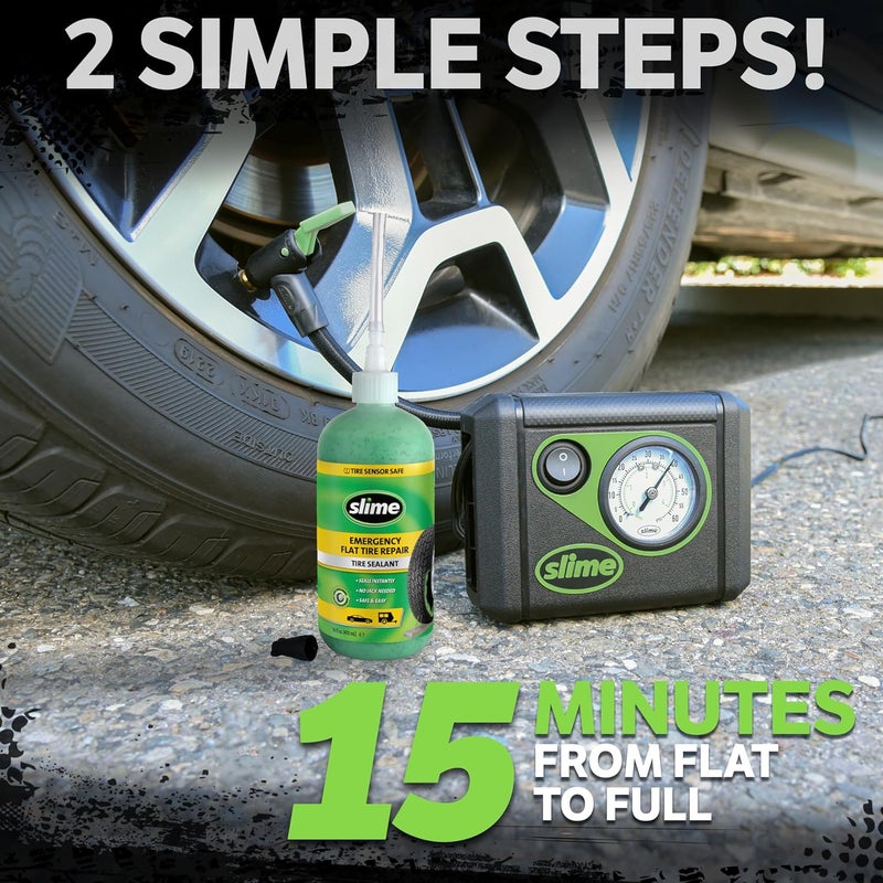 Slime 50107 Emergency Flat Tire Repair Kit with Sealant and Tire Inflator Pump - Image 4